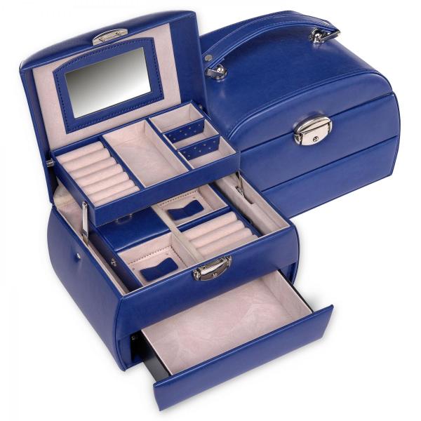 SACHER | Schmuckkoffer Selina Lederimitat Nappaoptik blau (K5.000.291043)