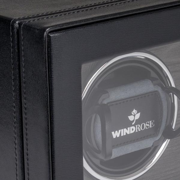 Preview: WINDROSE | Uhrenbeweger Ambiance 2 Uhren Leder Holzfurnier schwarz (851112.08)