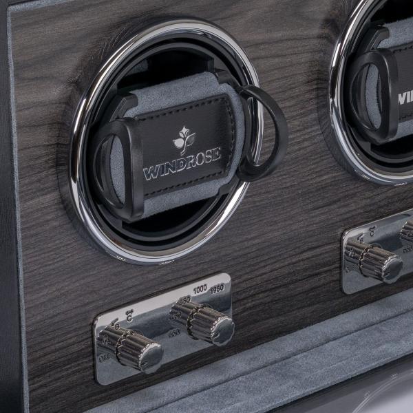 Preview: WINDROSE | Uhrenbeweger Ambiance 2 Uhren Leder Holzfurnier schwarz (851112.08)