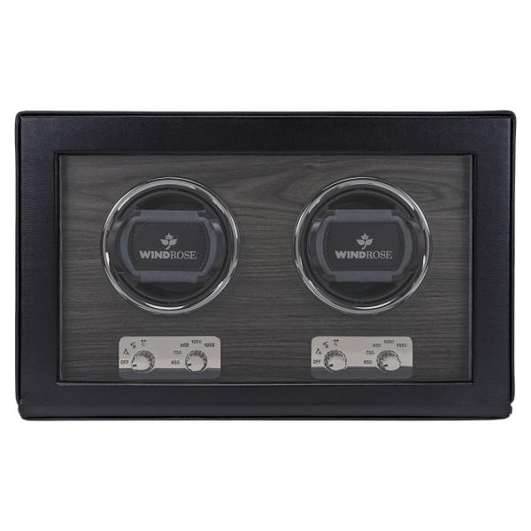 WINDROSE | Uhrenbeweger Ambiance 2 Uhren Leder Holzfurnier schwarz (851112.08)