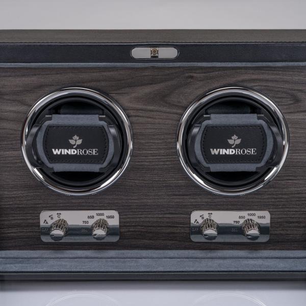 WINDROSE | Uhrenbeweger Ambiance 2 Uhren Leder Holzfurnier schwarz (851112.08)