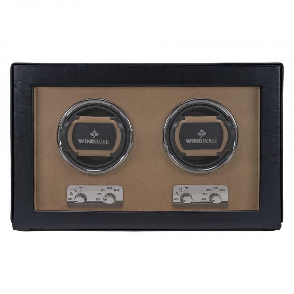 WINDROSE | Uhrenbeweger Ambiance 2 Uhren Leder Velours schwarz (851102.08)