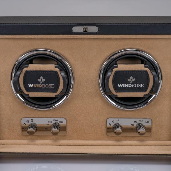 WINDROSE | Uhrenbeweger Ambiance 2 Uhren Leder Velours schwarz (851102.08)