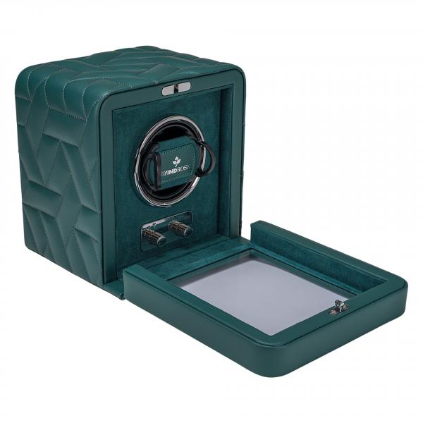 Preview: WINDROSE | Uhrenbeweger Noblesse 1 Uhr Lederimitat Velours petrol (851301.13)