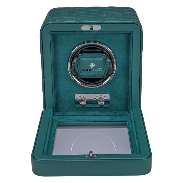 WINDROSE | Uhrenbeweger Noblesse 1 Uhr Lederimitat Velours petrol (851301.13)