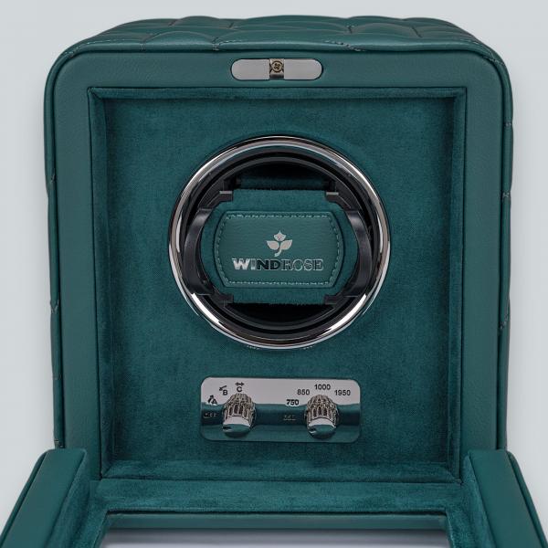 WINDROSE | Uhrenbeweger Noblesse 1 Uhr Lederimitat Velours petrol (851301.13)