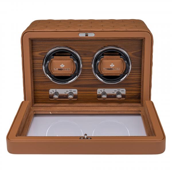 WINDROSE | Uhrenbeweger Noblesse 2 Uhren Lederimitat Holzfurnier braun (851212.12)