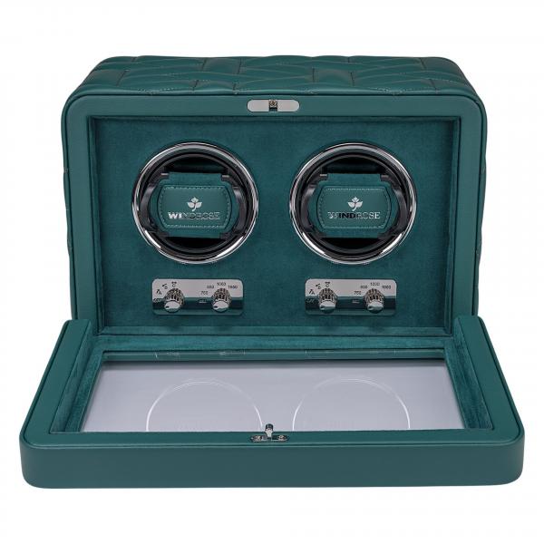 WINDROSE | Uhrenbeweger Noblesse 2 Uhren Lederimitat Velours petrol (851302.13)