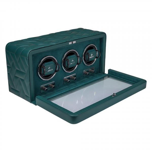 Preview: WINDROSE | Uhrenbeweger Noblesse 3 Uhren Lederimitat Velours petrol (851303.13)