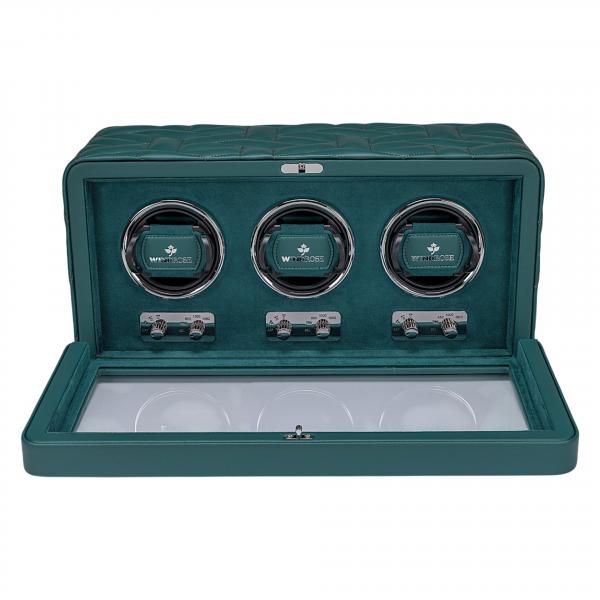 WINDROSE | Uhrenbeweger Noblesse 3 Uhren Lederimitat Velours petrol (851303.13)