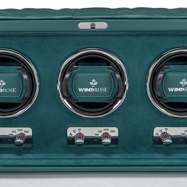 WINDROSE | Uhrenbeweger Noblesse 3 Uhren Lederimitat Velours petrol (851303.13)