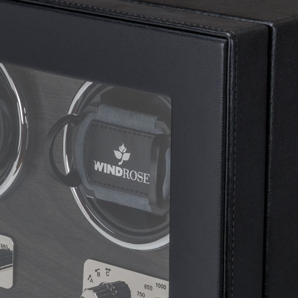 Preview: WINDROSE | Uhrenbeweger Ambiance 4 Uhren Leder Holzfurnier schwarz (851114.08)