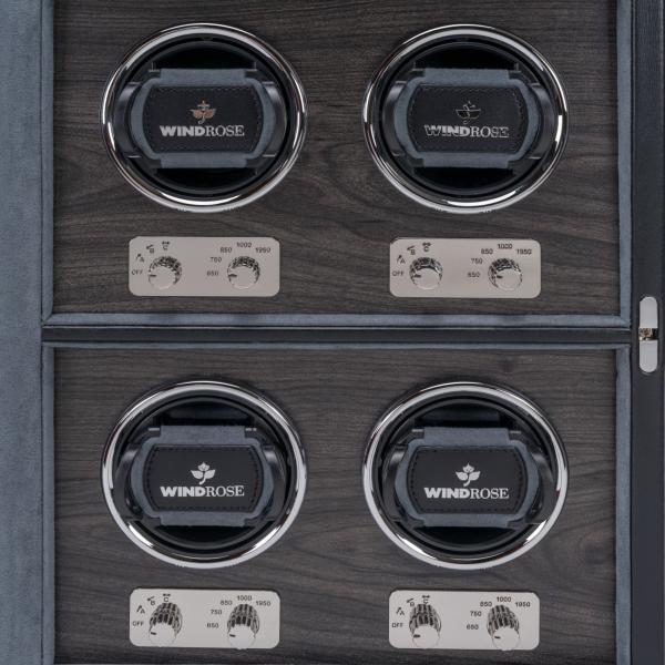 WINDROSE | Uhrenbeweger Ambiance 4 Uhren Leder Holzfurnier schwarz (851114.08)