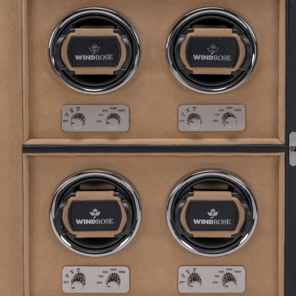 WINDROSE | Uhrenbeweger Ambiance 4 Uhren Leder Velours schwarz (851104.08)