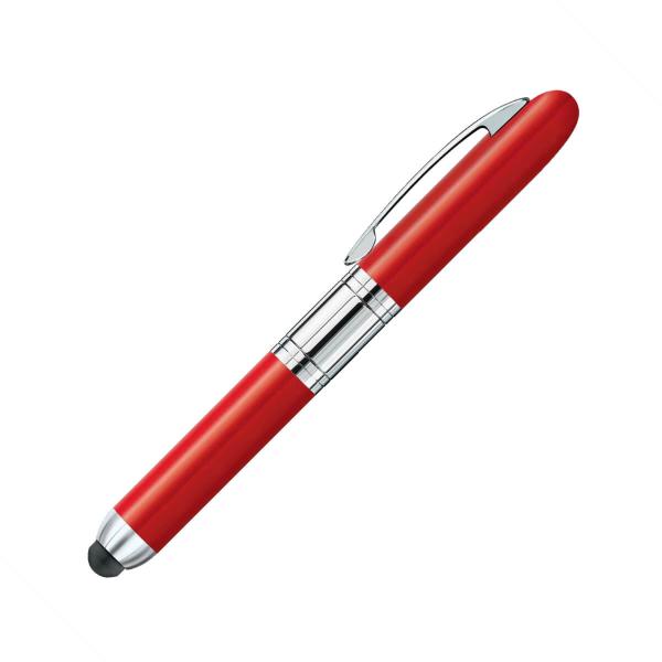 Kugelschreiber Mini Stamp & Touch Pen 3 in 1 (rot)