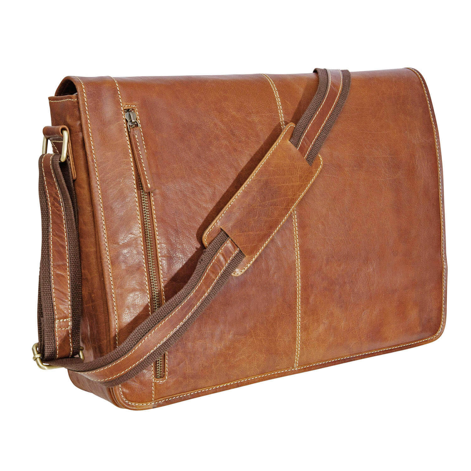 Cognac leather messenger bag outlet