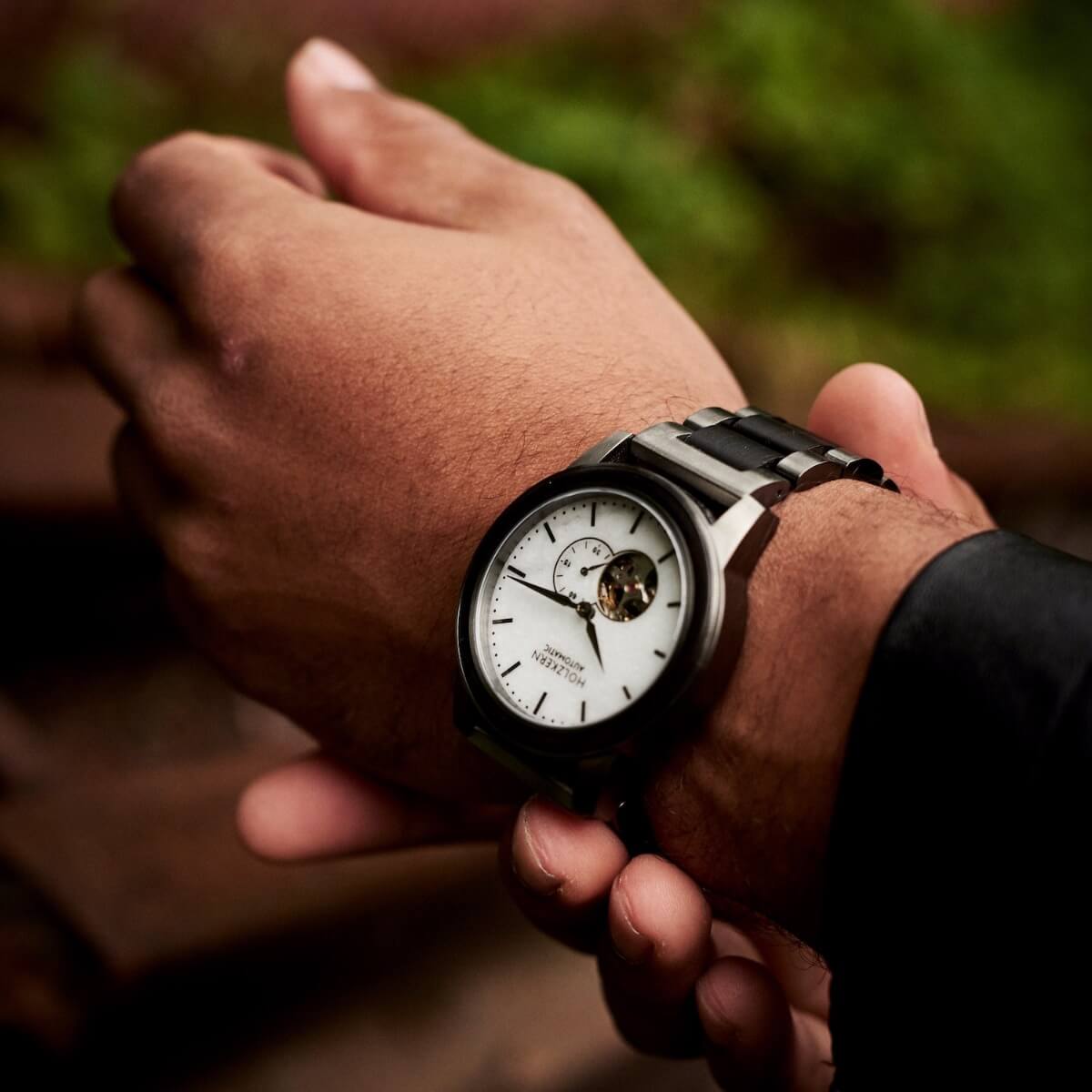 Manhattan Holzkern Automatik Uhren Herren Holzkern Skyline