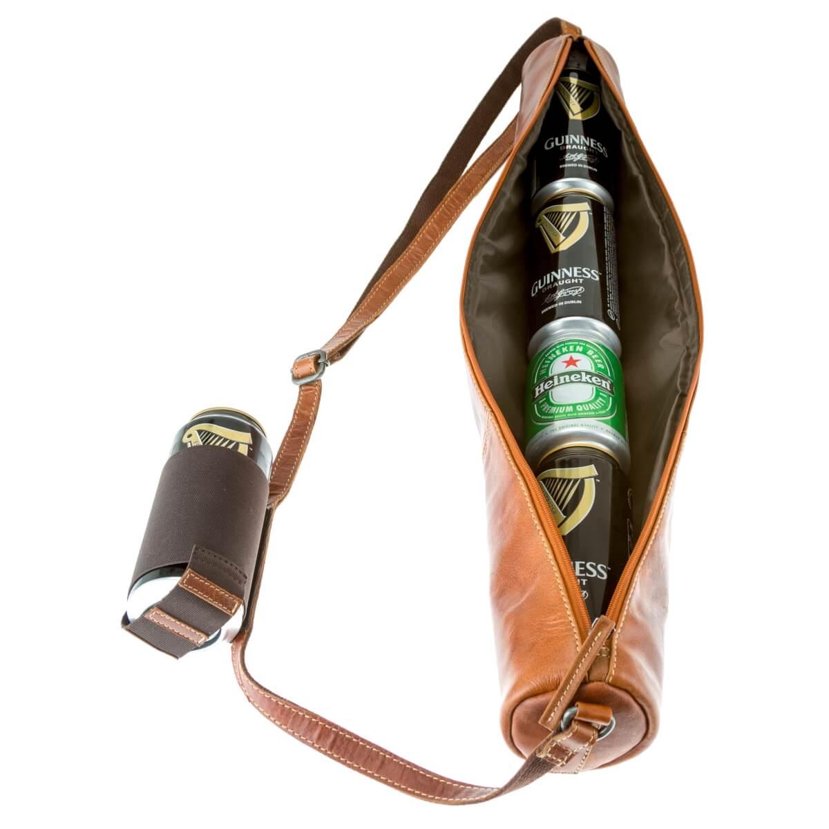 ALPENLEDER Transportrolle Can Cooler MARCUS cognac