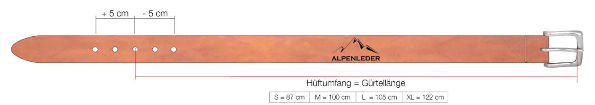 ALPENLEDER Herrenledergürtel ZOLLSTOCK cognac