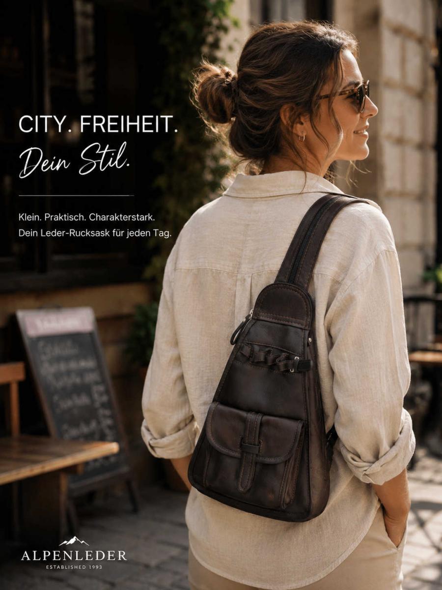 ALPENLEDER | Rucksack & Umhängetasche 6156 schokobraun (6165-sb)
