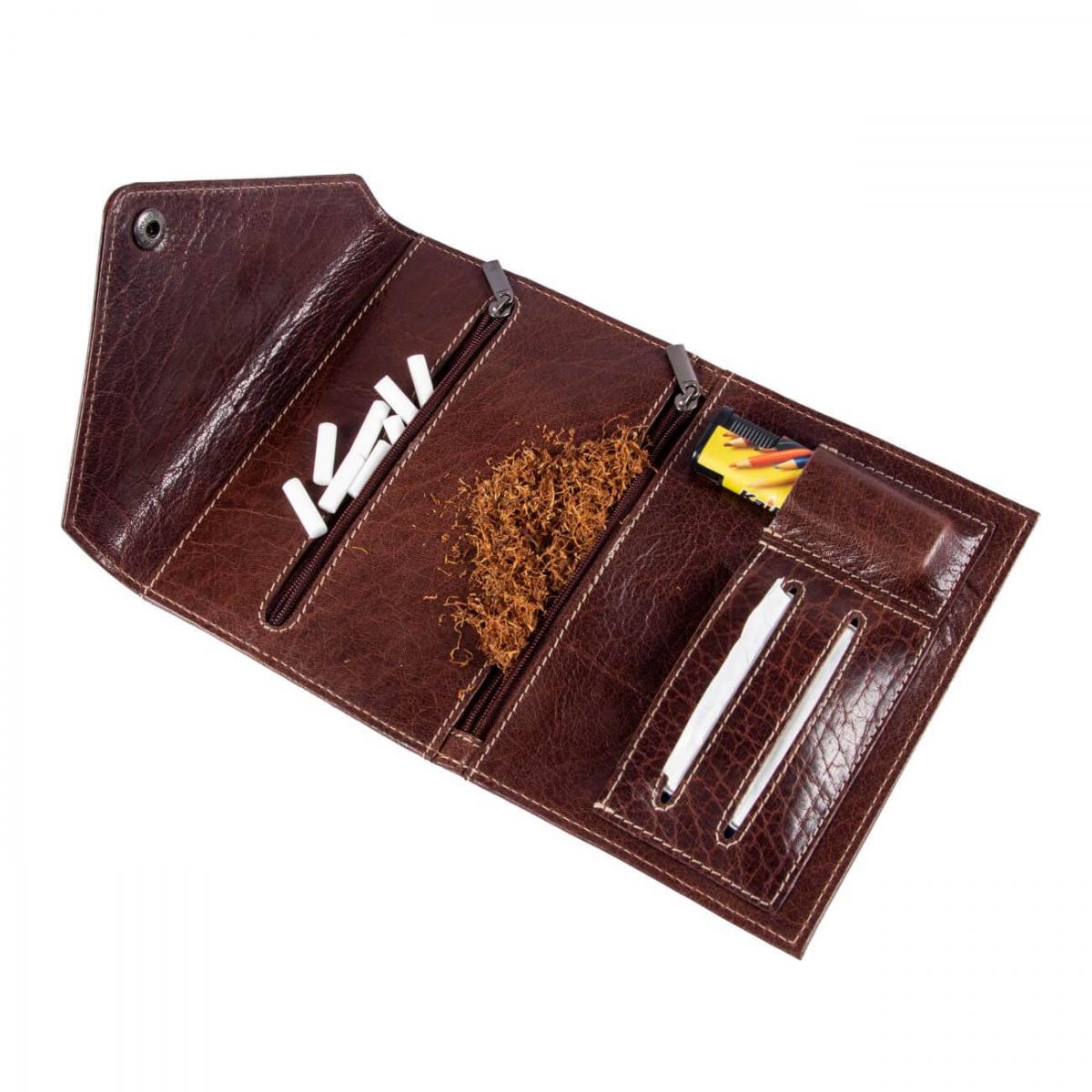 ALPENLEDER | Tabaktasche FLORI (brandy) CG6048