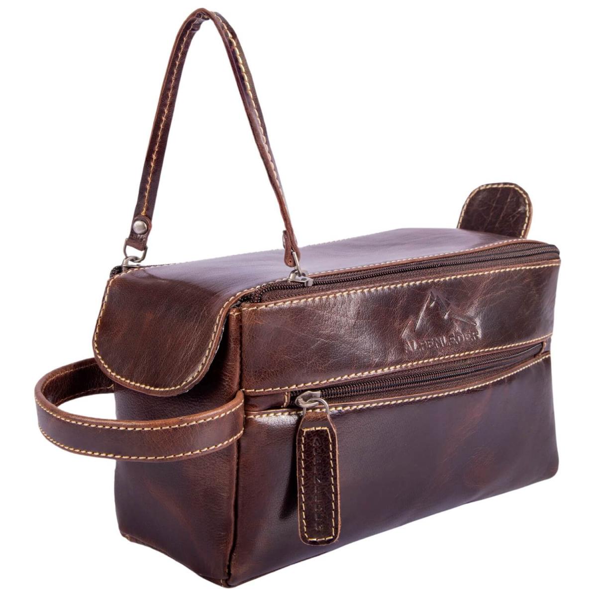 ALPENLEDER Kulturtasche ALPENRAUSCHEN Marronato-Leder (CG6016-m)