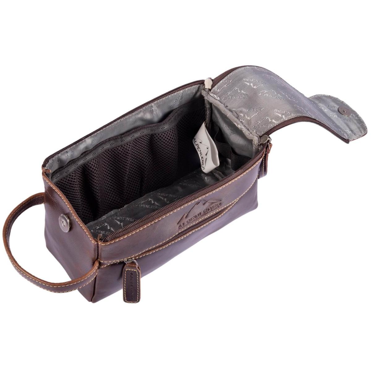 ALPENLEDER Kulturtasche ALPENRAUSCHEN Marronato-Leder (CG6016-m)