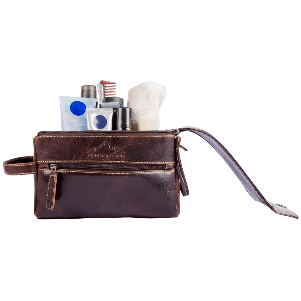 ALPENLEDER Kulturtasche ALPENRAUSCHEN Marronato-Leder (CG6016-m)