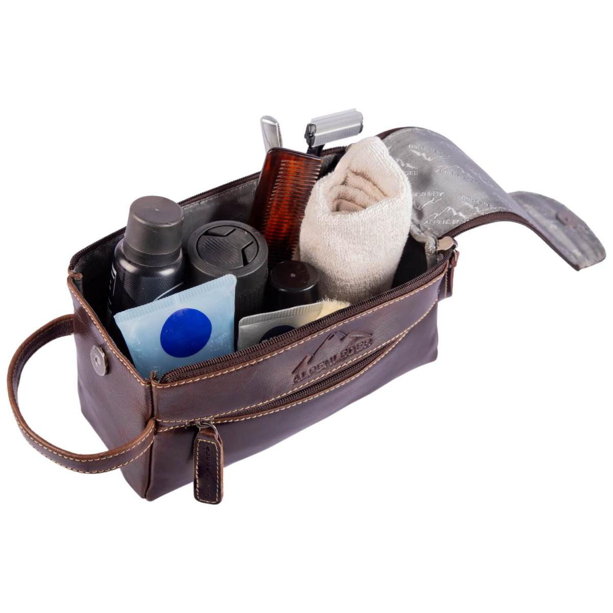 ALPENLEDER Kulturtasche ALPENRAUSCHEN Marronato-Leder (CG6016-m)