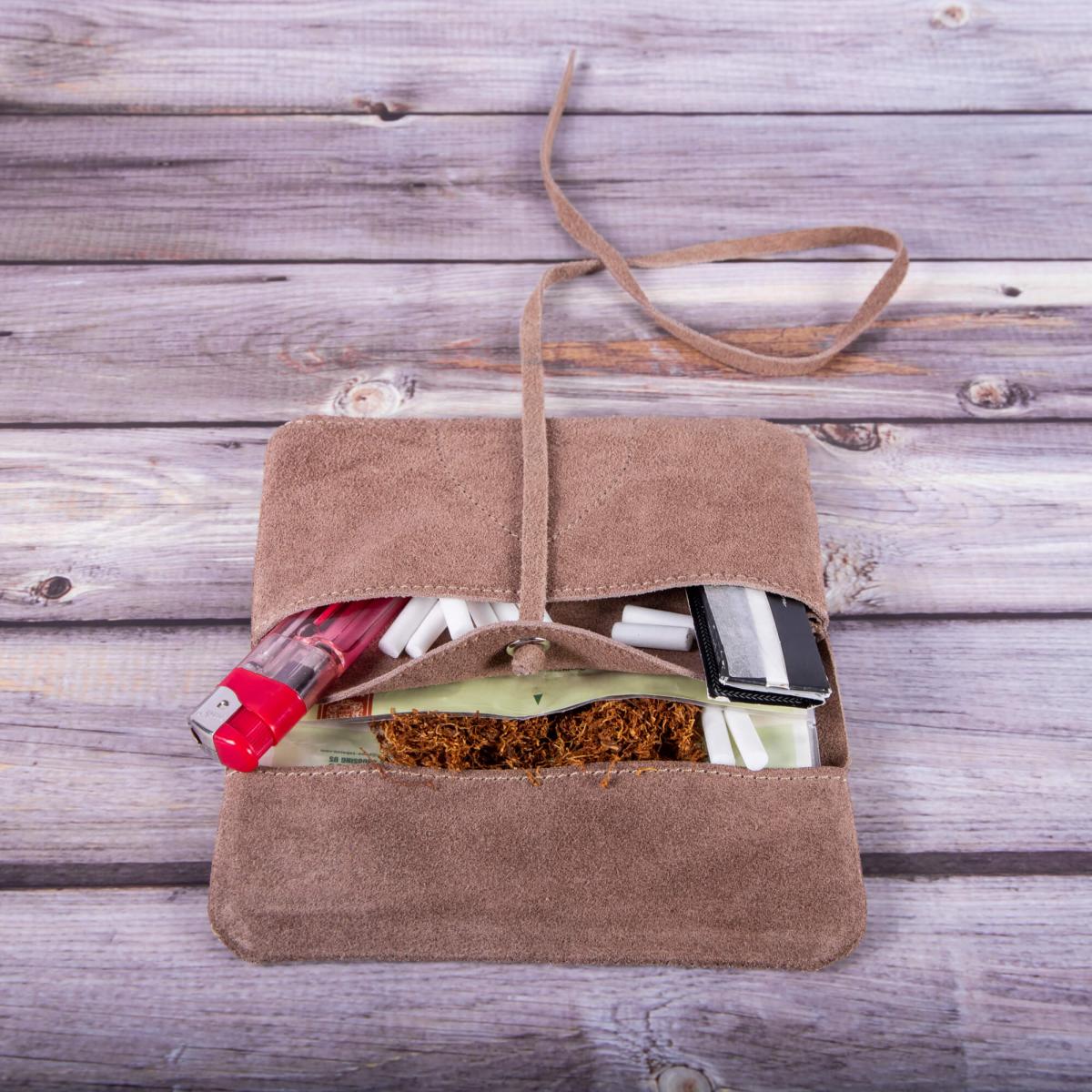ALPENLEDER | Tabaktasche BEPPI (Biscuit suede) CG6051-bs