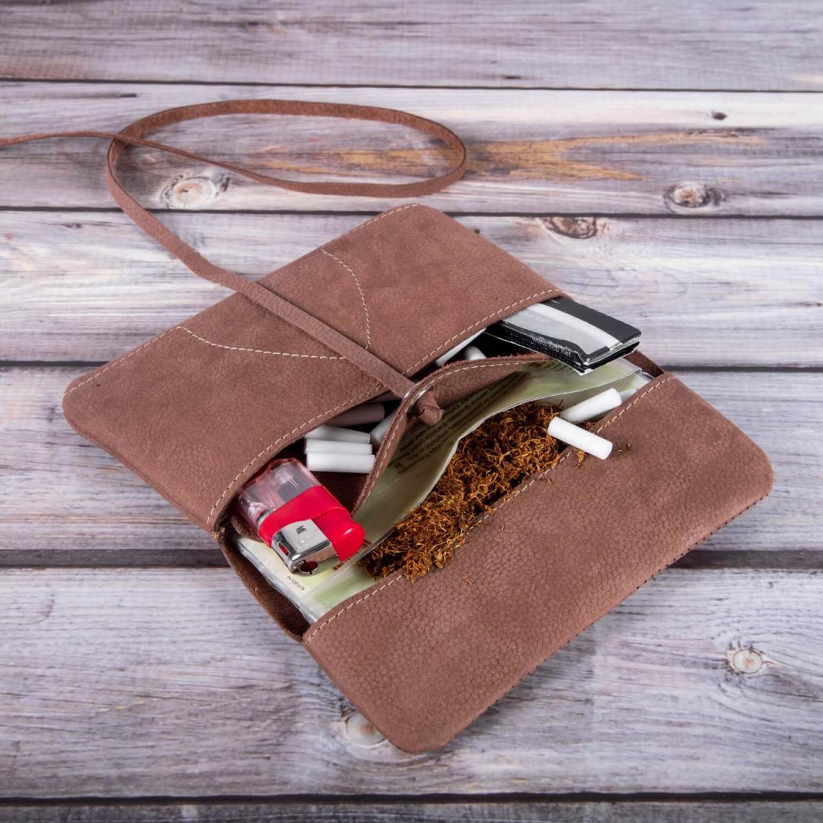 ALPENLEDER | Tabaktasche BEPPI (old wood) CG6051-ow