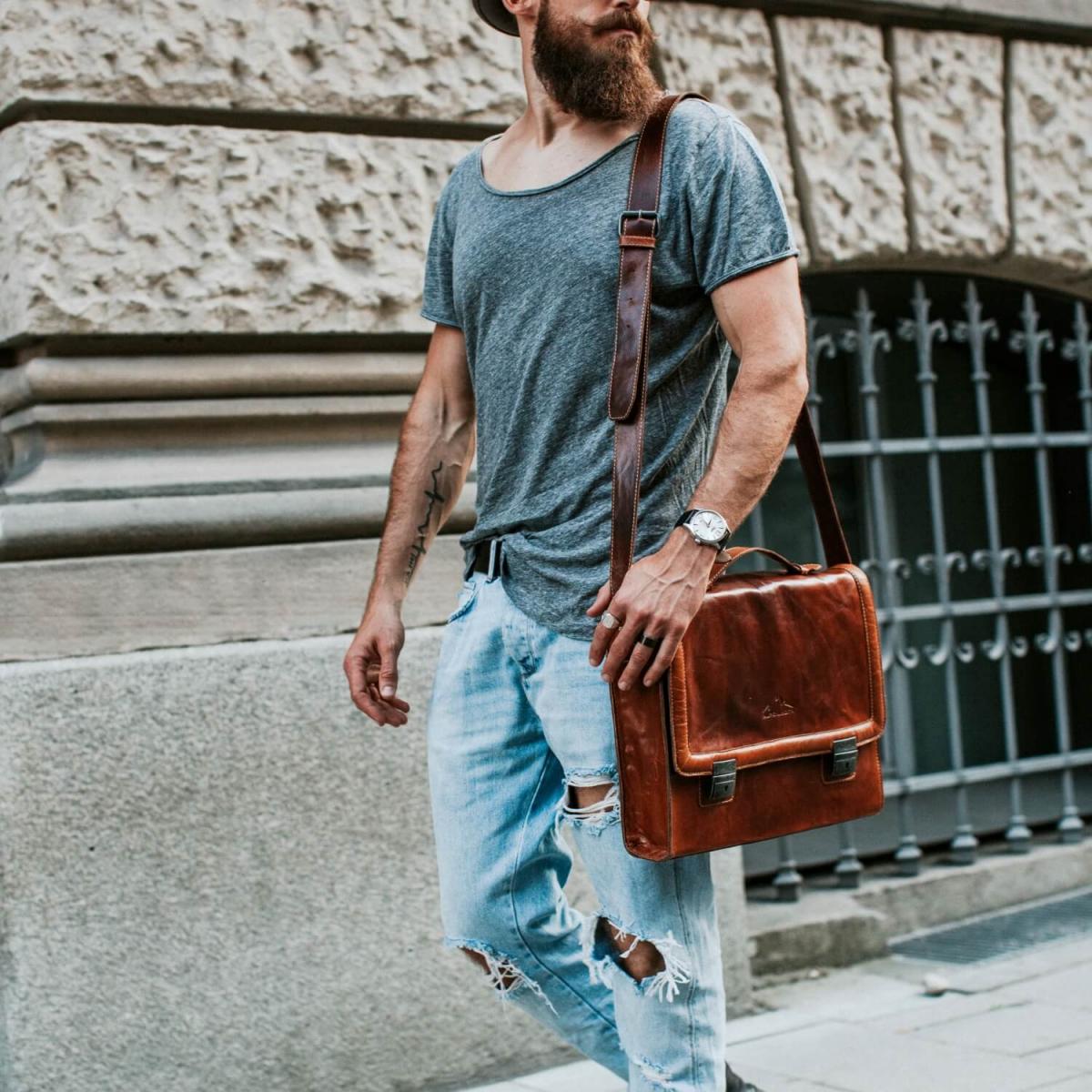 ALPENLEDER | Messenger Bag BUCHBINDER II (cognac) CG2047A-c