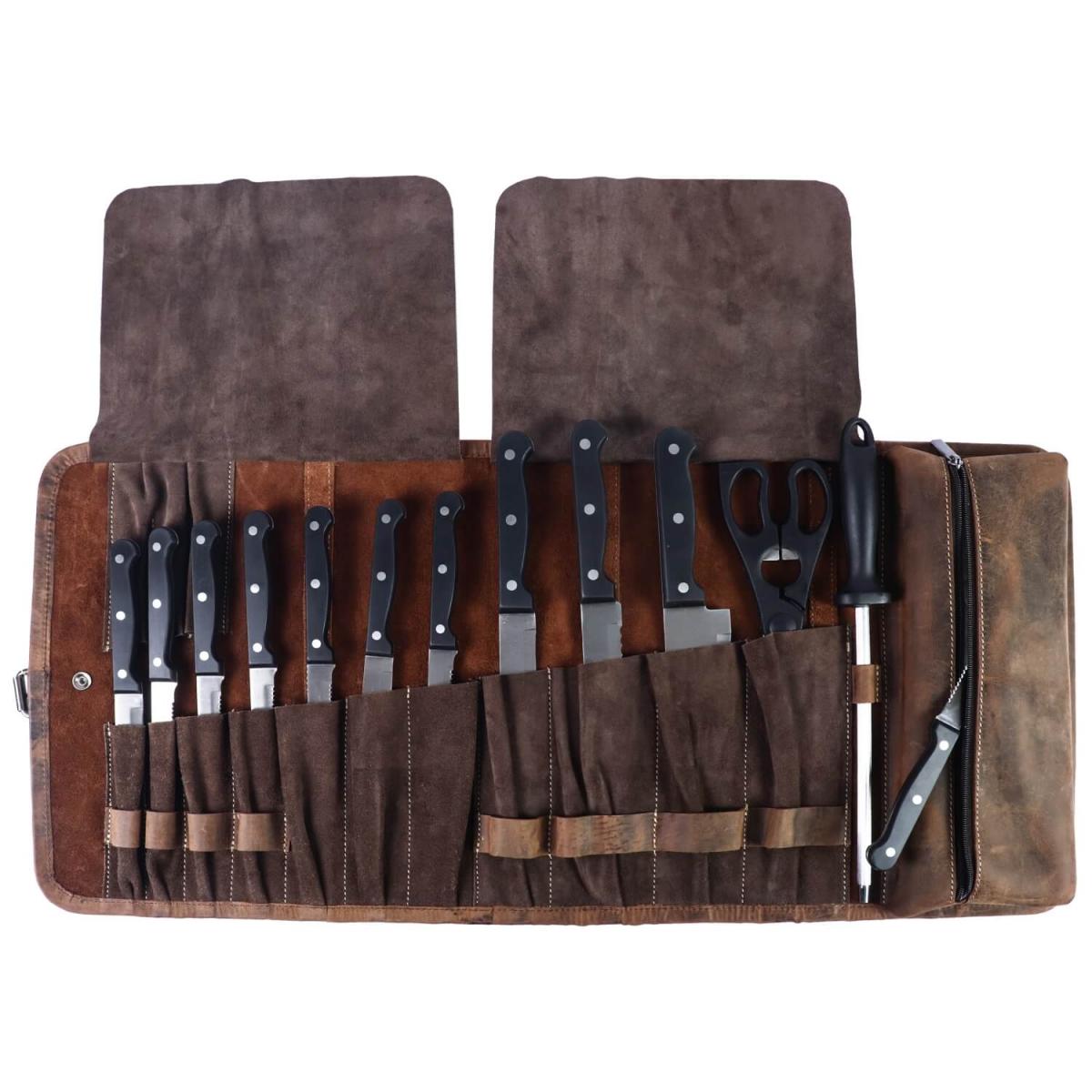 ALPENLEDER | Messerrolle BUTCHER (old havanna) CH6059-oh