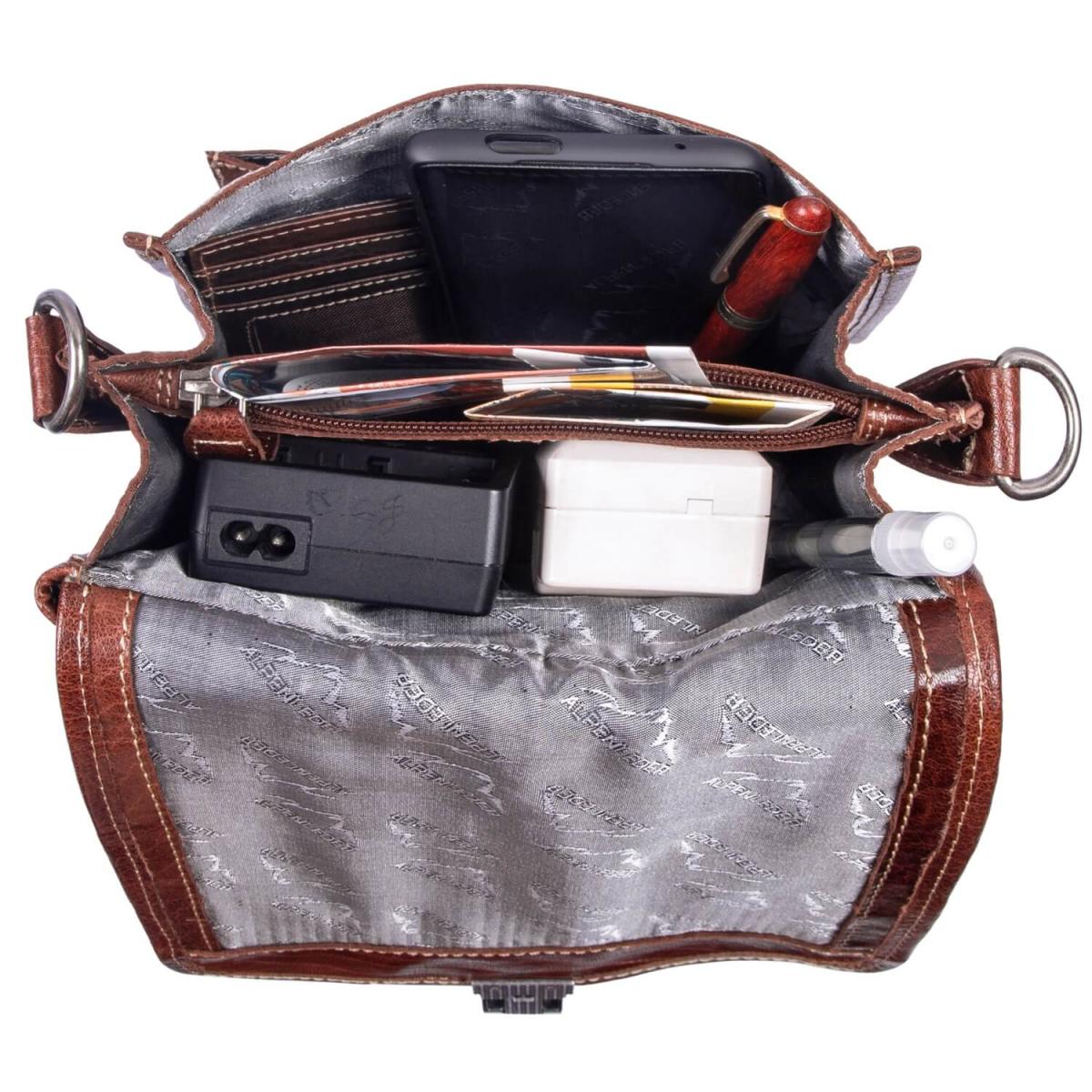 ALPENLEDER Schultertasche Messenger GALILEO (brandy) CG125-b