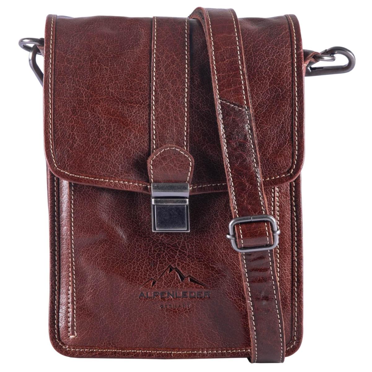 ALPENLEDER Schultertasche Messenger GALILEO (brandy) CG125-b