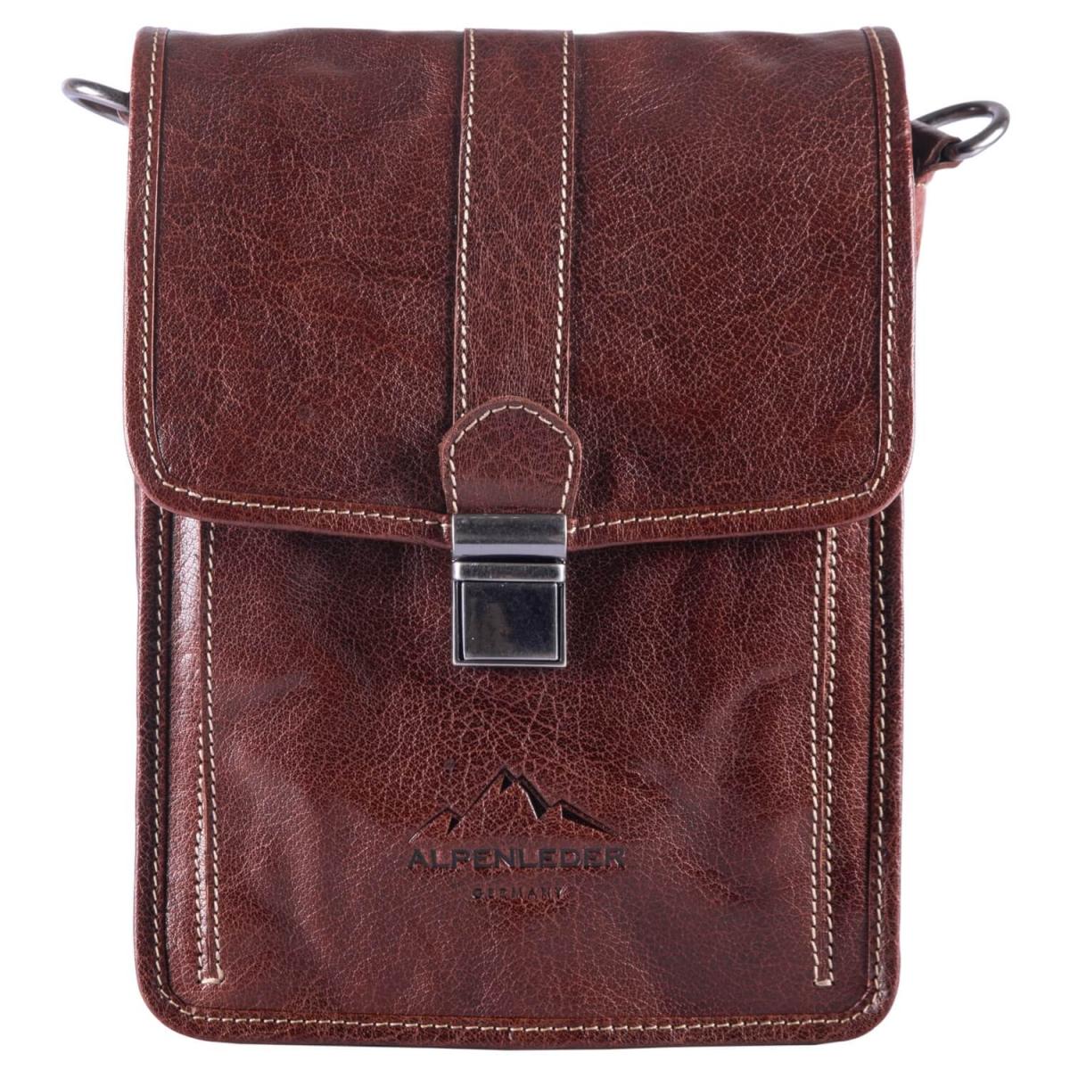 ALPENLEDER Schultertasche Messenger GALILEO (brandy) CG125-b