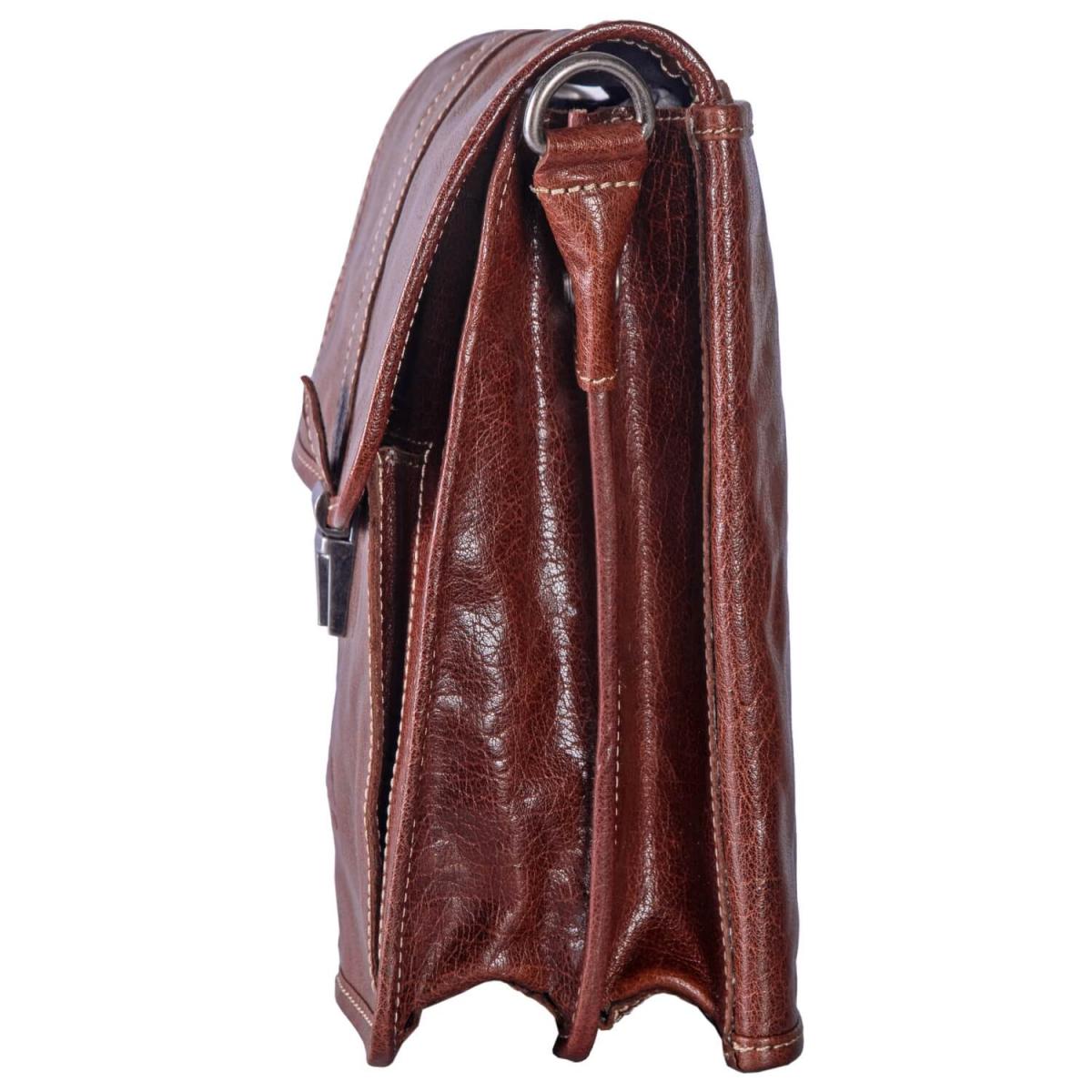 ALPENLEDER Schultertasche Messenger GALILEO (brandy) CG125-b