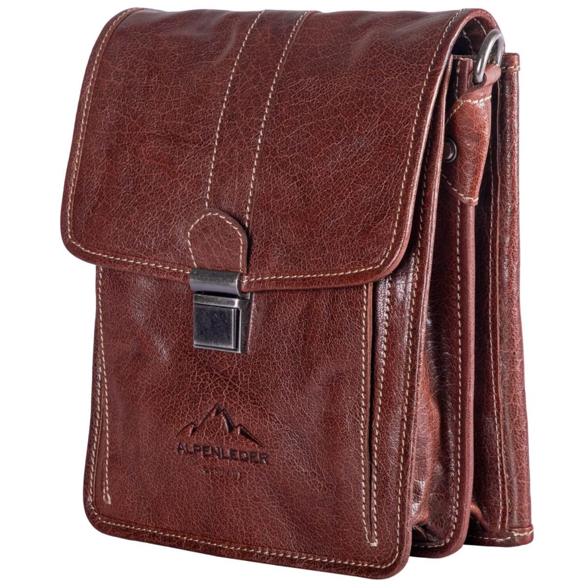 ALPENLEDER Schultertasche Messenger GALILEO (brandy) CG125-b