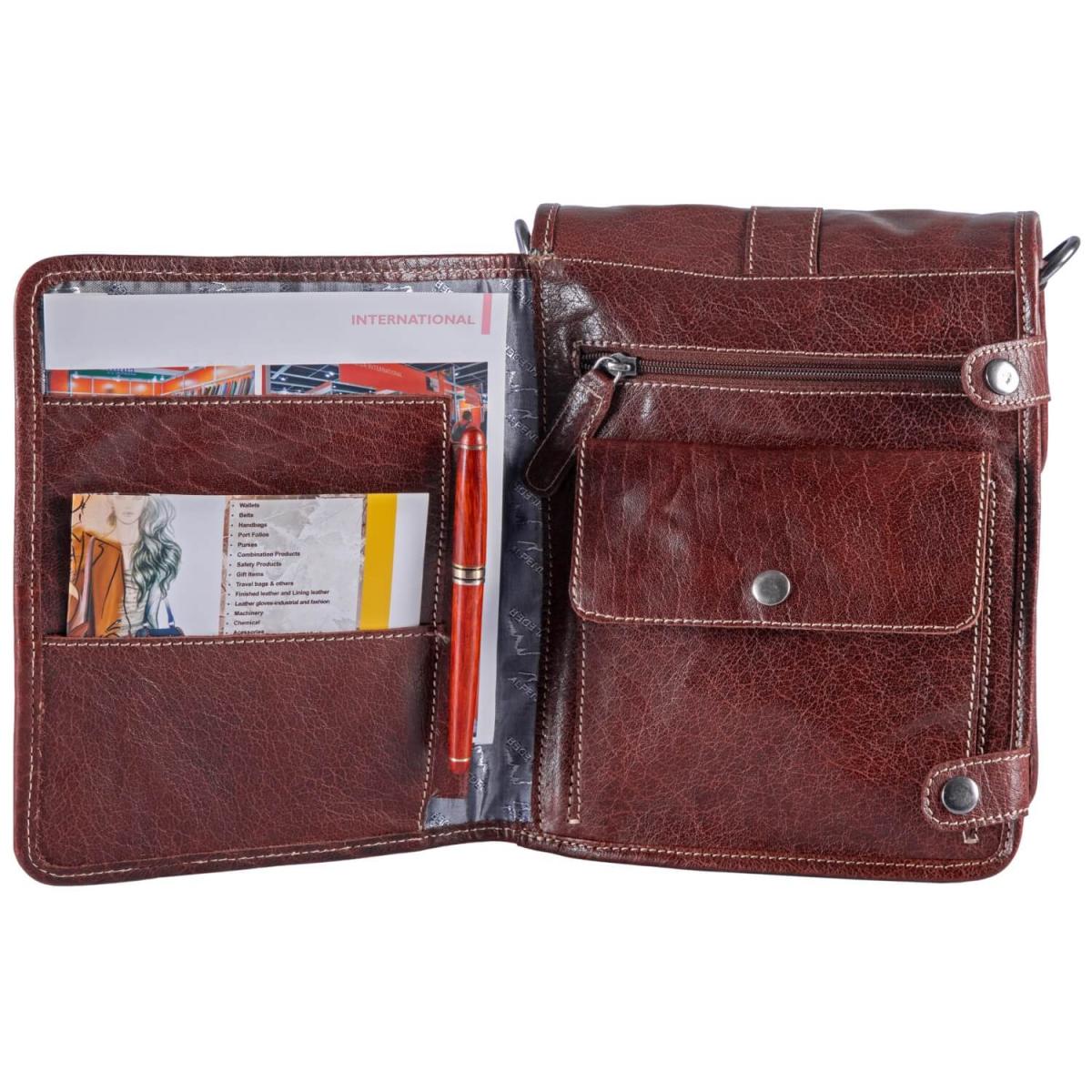 ALPENLEDER Schultertasche Messenger GALILEO (brandy) CG125-b