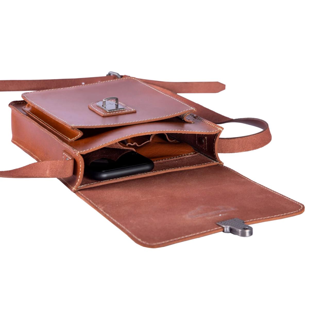 ALPENLEDER Messenger Bag KITZBUEHL terra