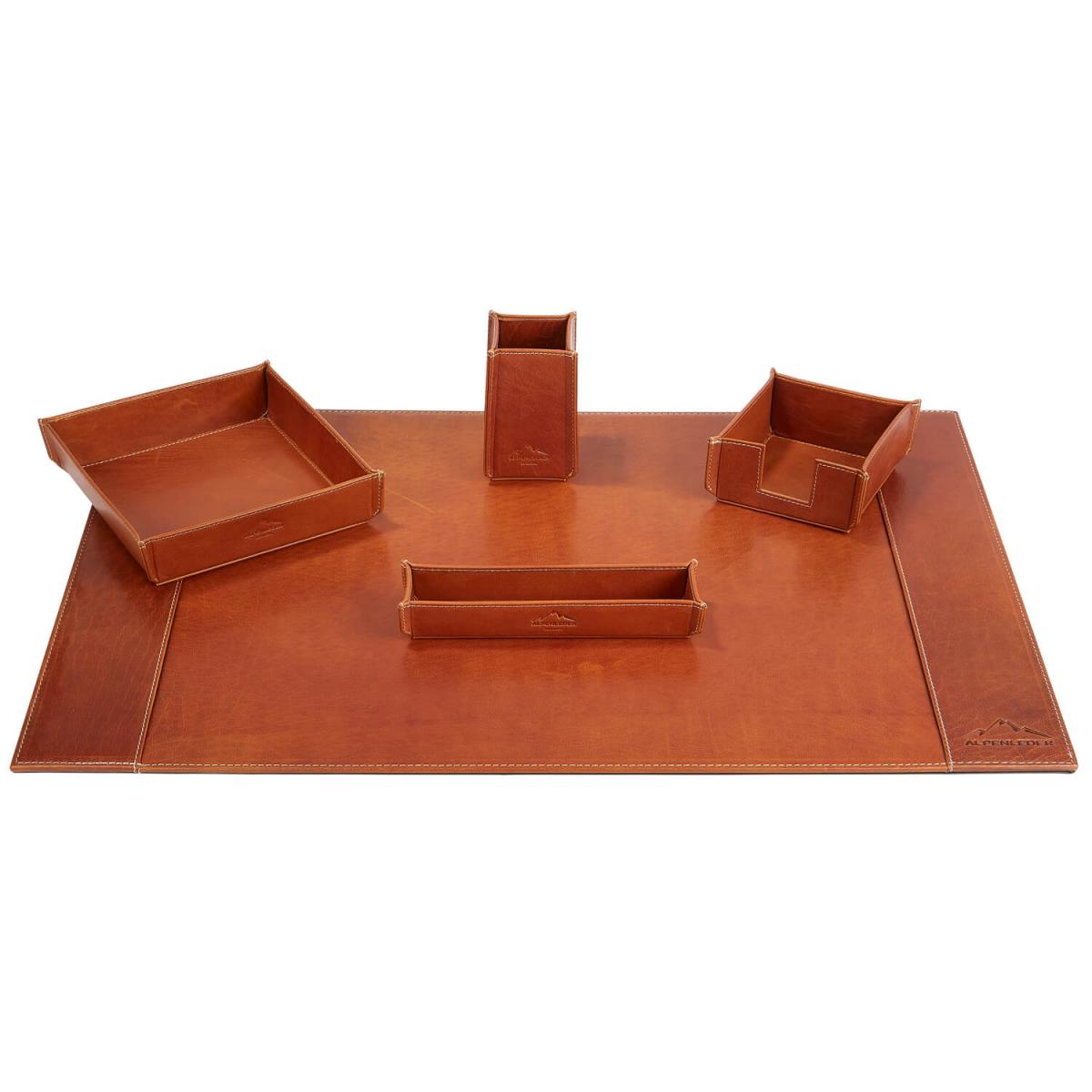 ALPENLEDER Schreibtisch-Set TIROL cognac