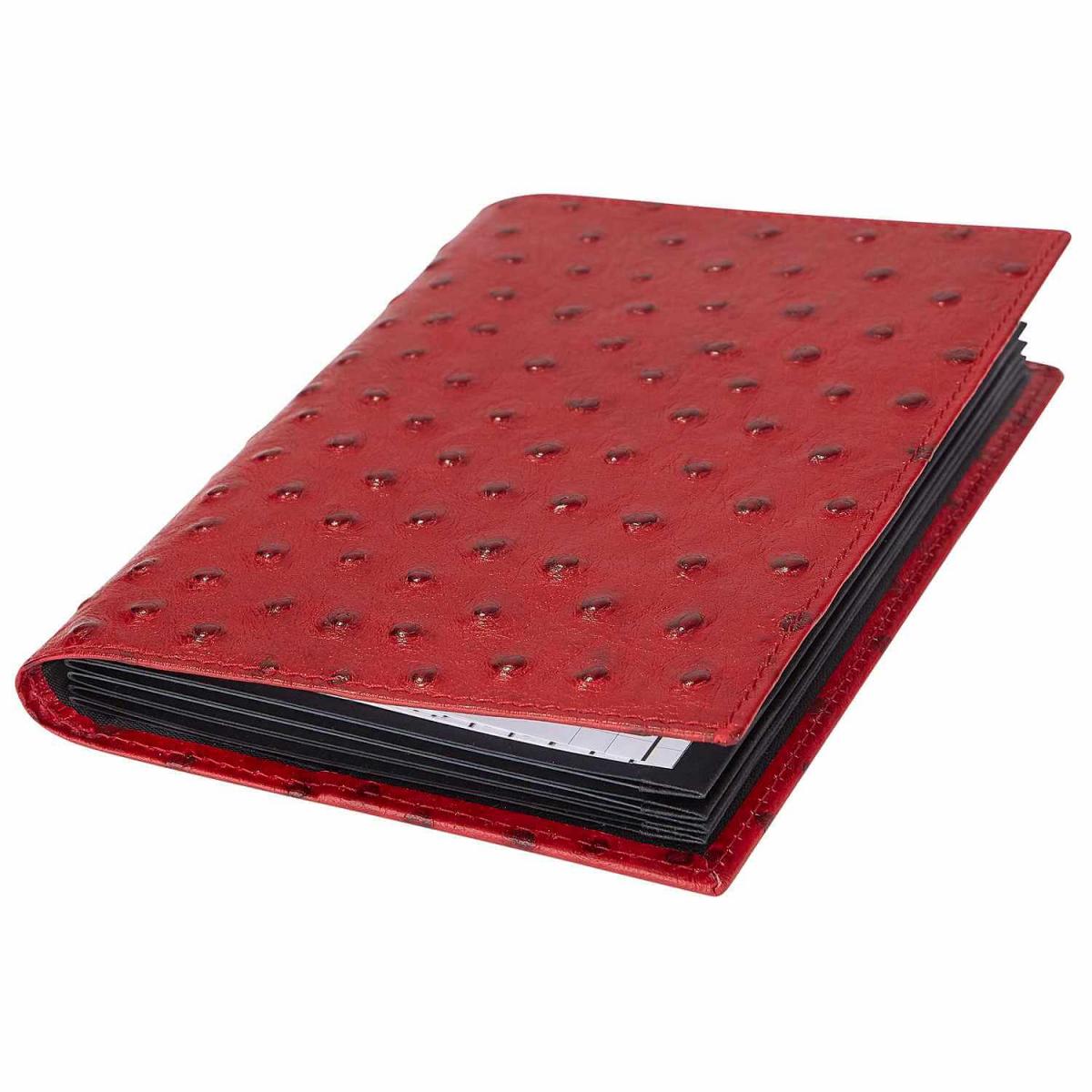Ron McLaine Taschenkalender 2026 EASYfolder Set FLORENZ Rindleder Straußprägung rot