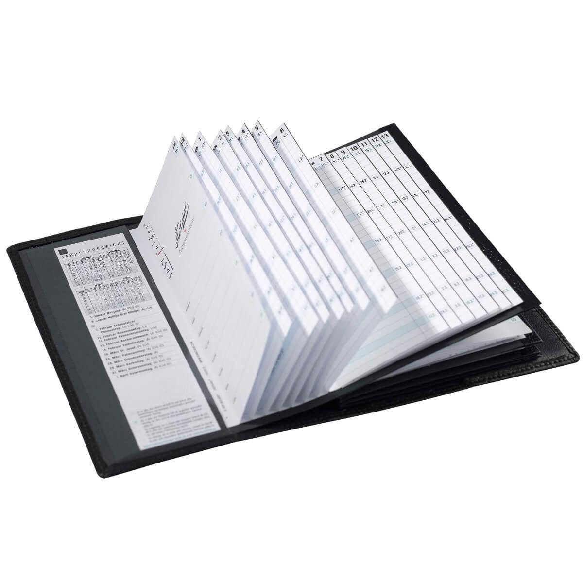 Ron McLaine Taschenkalender 2026 EASYfolder Set FLORENZ Rindleder Straußprägung rot