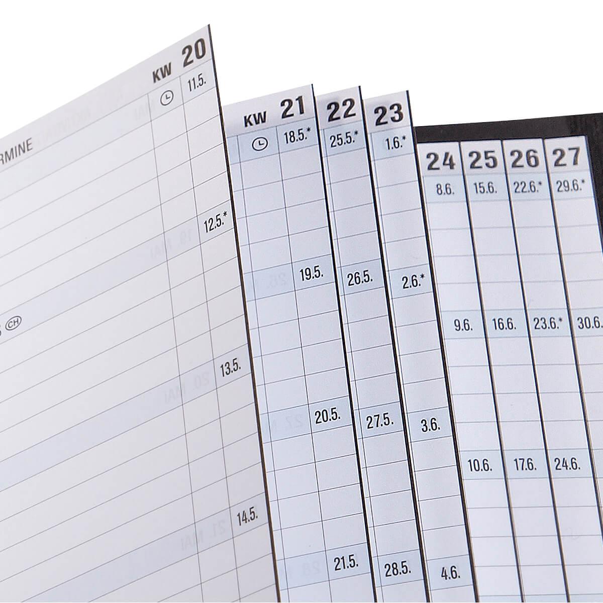 Ron McLaine Taschenkalender 2026 EASYfolder Set FLORENZ Rindleder Straußprägung