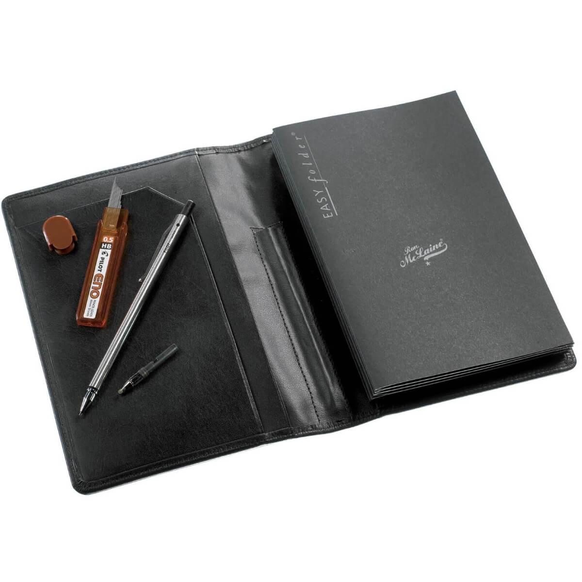 Ron McLaine Taschenkalender 2024 EASYfolder Set GENUA Leder schwarz