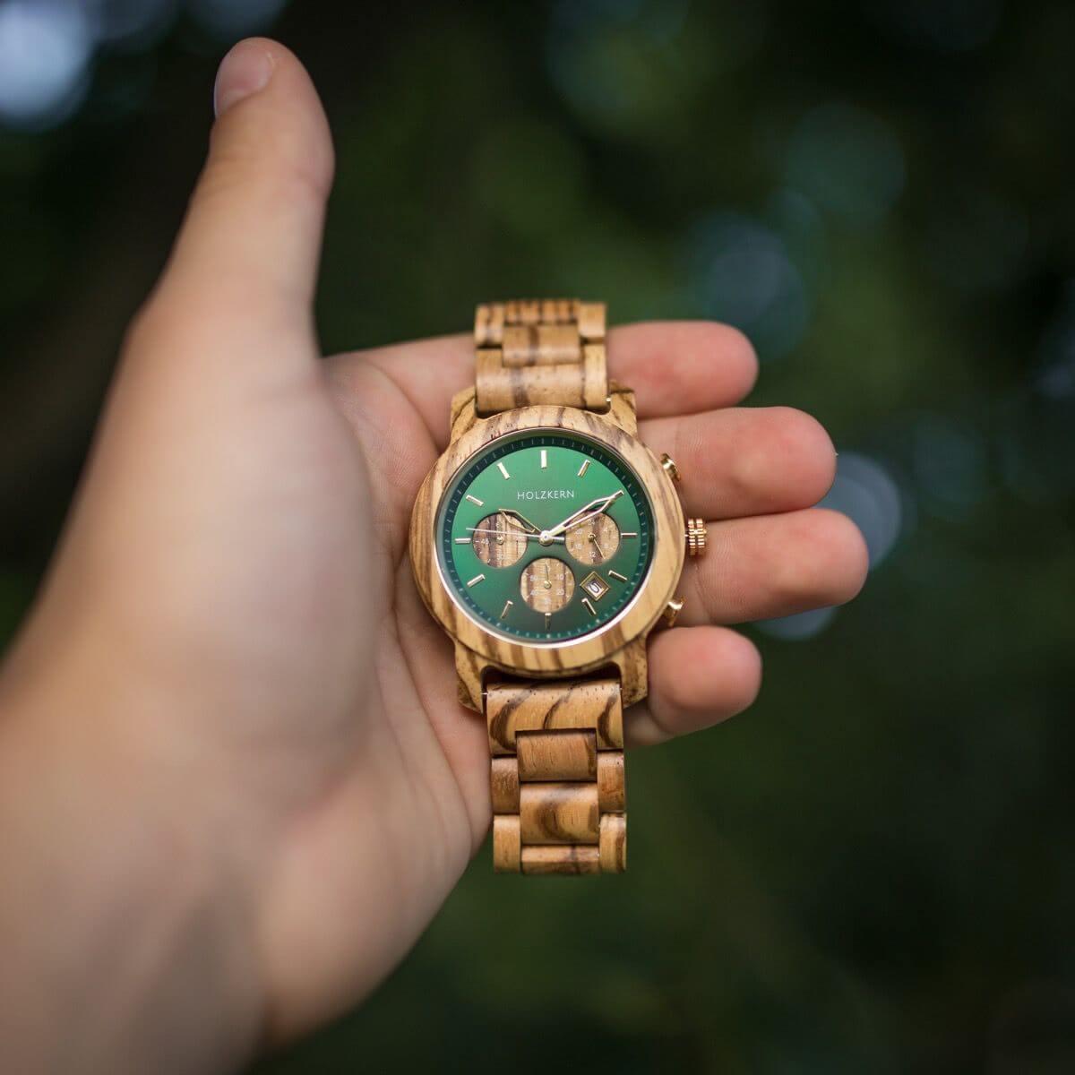 HOLZKERN Blätterdach Waldlauf Herren Chronograph