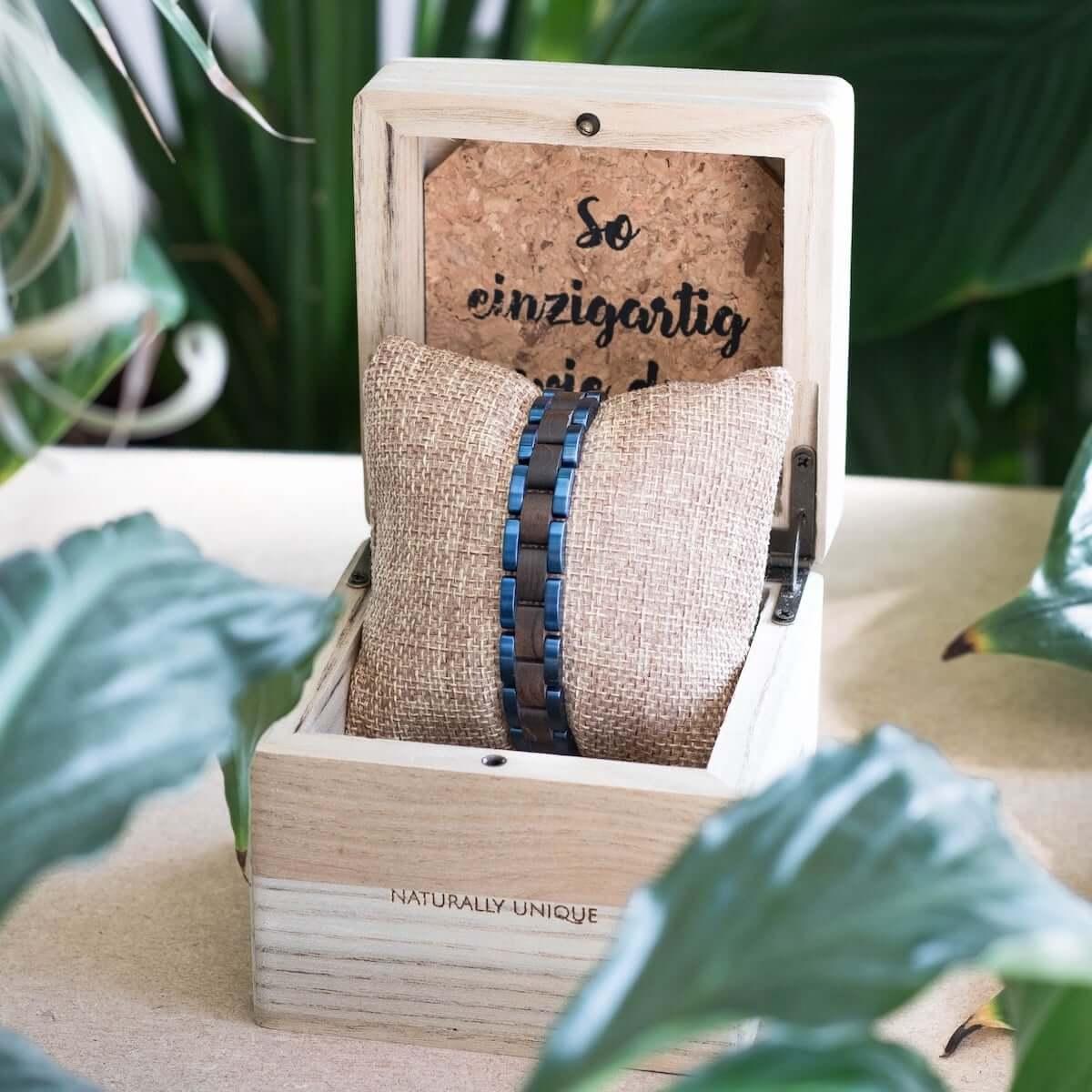 HOLZKERN Armband Dreiklang Leadwood Blau