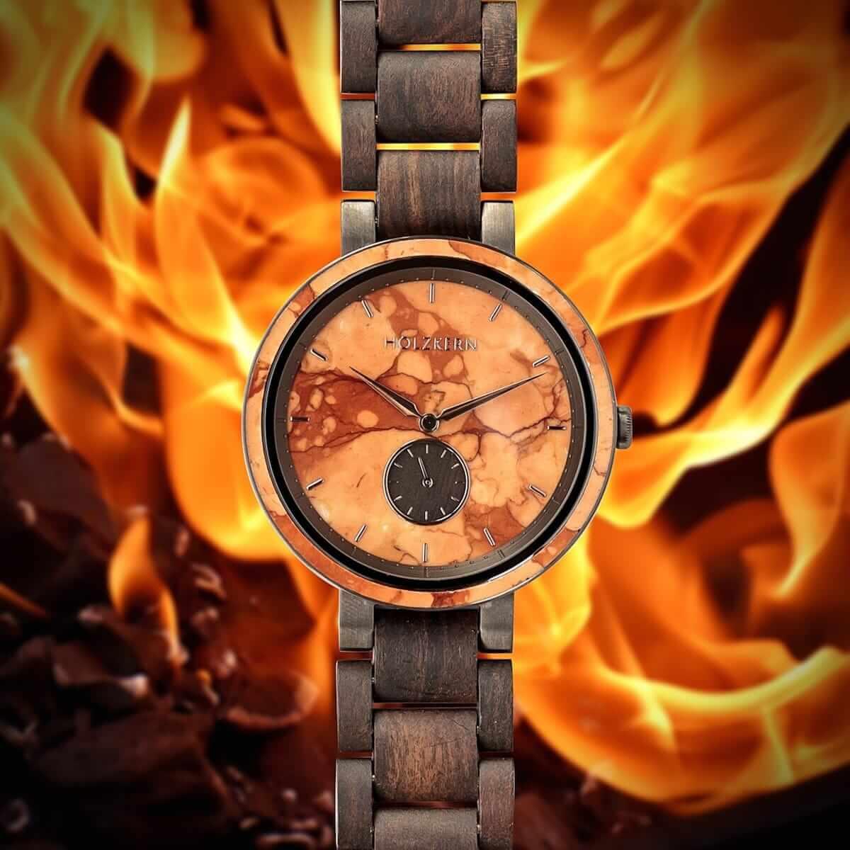 HOLZKERN Fire Limited Edition Herren Holzarmbanduhr