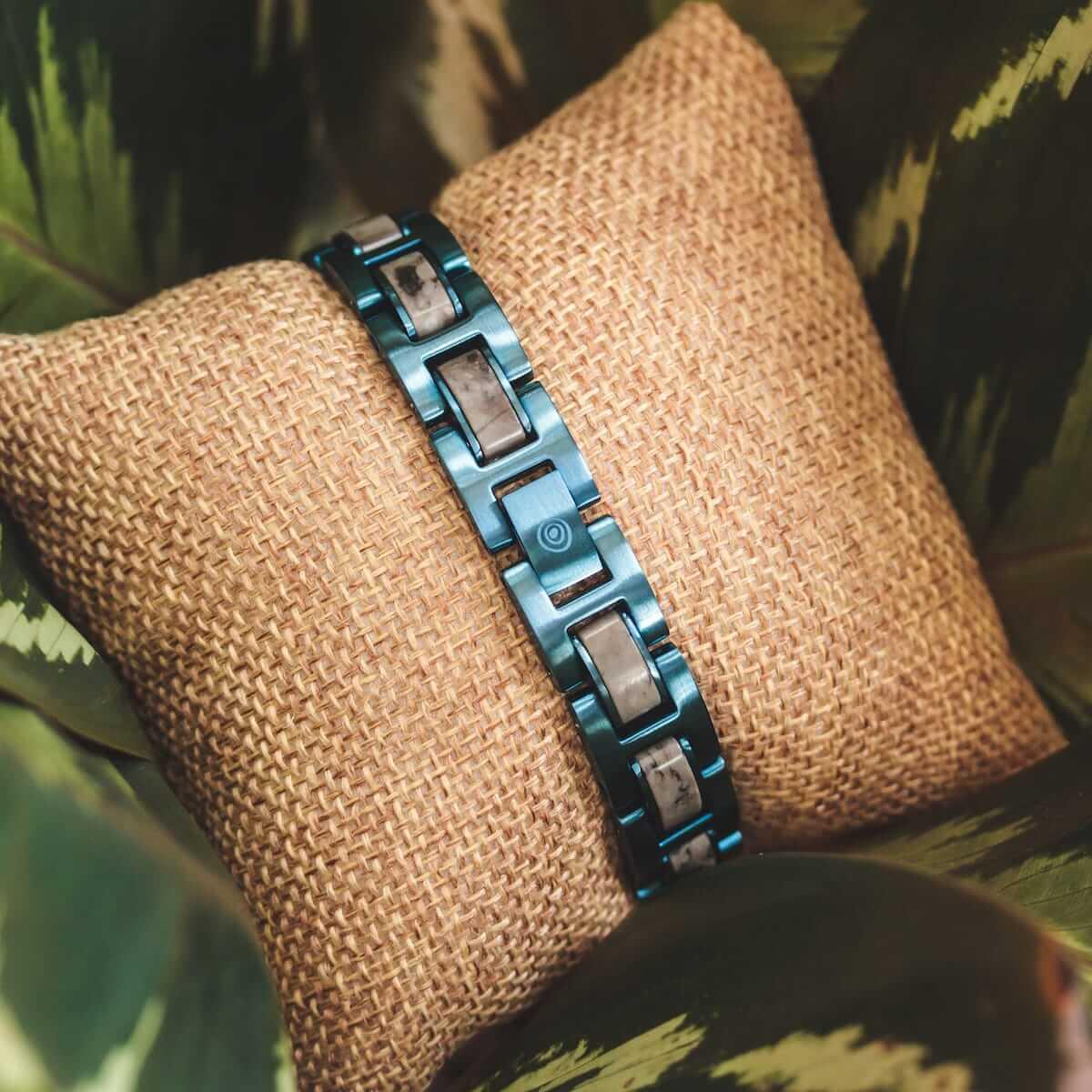 HOLZKERN Armband Fortissimo grauer Marmor Blau