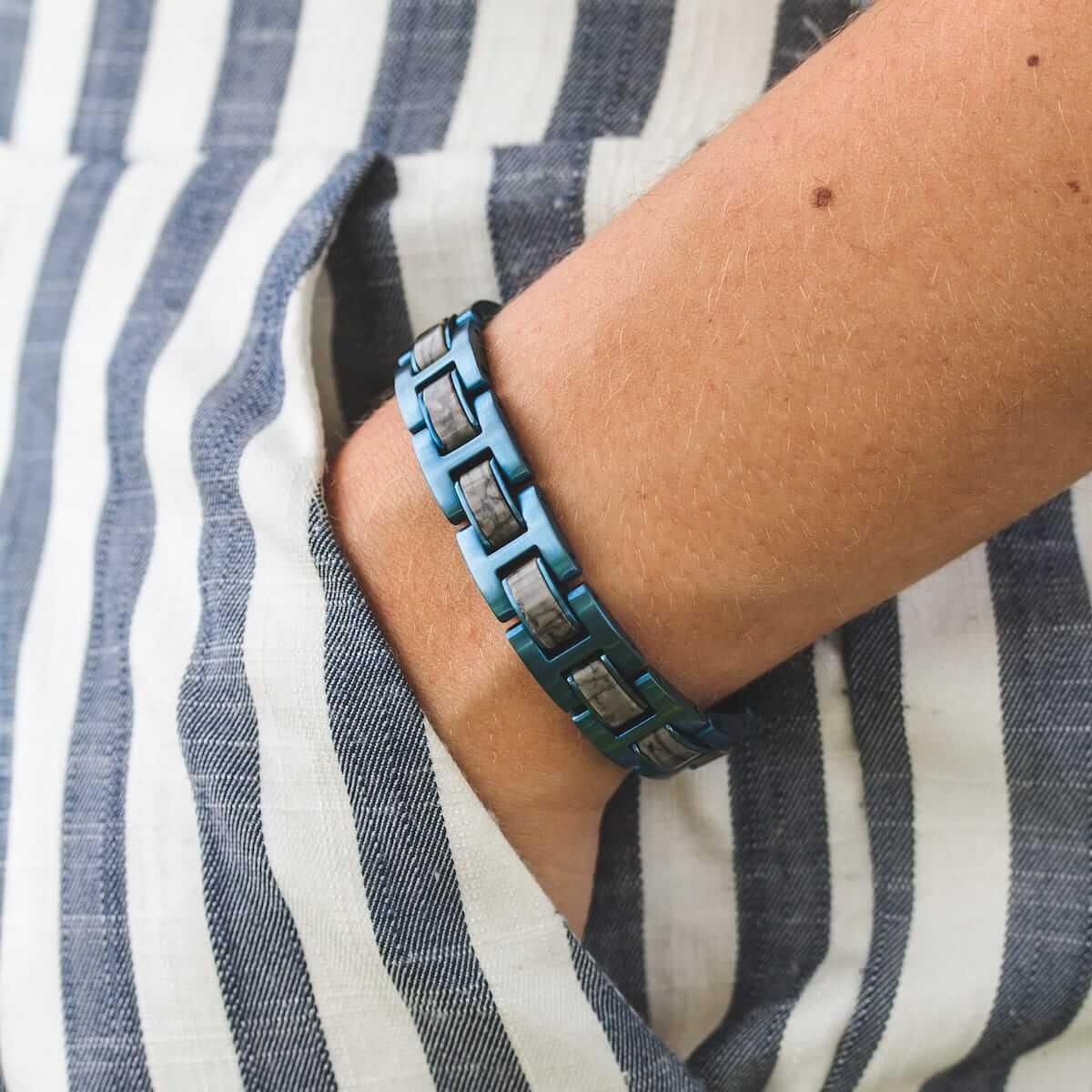 HOLZKERN Armband Fortissimo grauer Marmor Blau